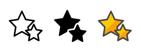 Multipurpose stars icon in outline, glyph, filled outline style. Various styles of stars vector icon. Three style variants in one pack.のイラスト素材