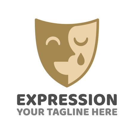 Expression mask logo template. Artistic multipurpose vector logo template for everything related to entertainment, mental health, art, etc.のイラスト素材