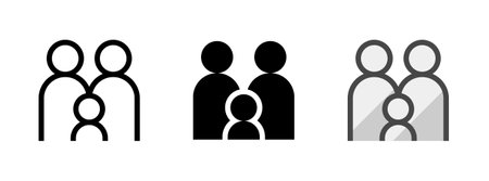 Multipurpose family vector icon in outline, glyph, filled outline style. Three icon style variants in one pack.のイラスト素材