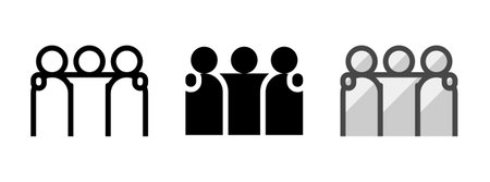 Multipurpose friends vector icon in outline, glyph, filled outline style. Three icon style variants in one pack.のイラスト素材