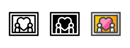 Multipurpose photo vector icon in outline, glyph, filled outline style. Three icon style variants in...