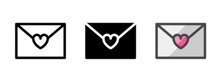 Multipurpose letter vector icon in outline, glyph, filled outline style. Three icon style variants in one pack.のイラスト素材
