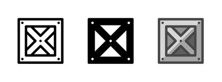 Multipurpose iron box vector icon in outline, glyph, filled outline style. Three icon style variants in one pack.のイラスト素材