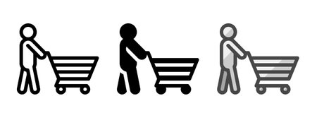 Multipurpose buyer vector icon in outline, glyph, filled outline style. Three icon style variants in one pack.のイラスト素材
