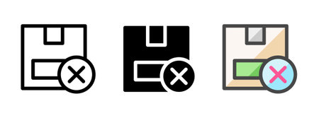 Multipurpose cross box vector icon in outline, glyph, filled outline style. Three icon style variants in one pack.のイラスト素材