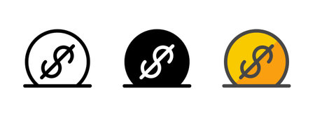 Multipurpose saving vector icon in outline, glyph, filled outline style. Three icon style variants in one pack.のイラスト素材