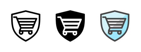 Multipurpose safe shopping vector icon in outline, glyph, filled outline style. Three icon style variants in one pack.のイラスト素材