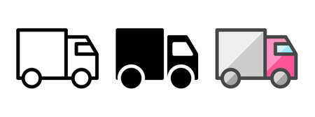 Multipurpose truck vector icon in outline, glyph, filled outline style. Three icon style variants in one pack.のイラスト素材