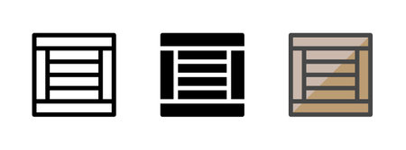 Multipurpose wooden box vector icon in outline, glyph, filled outline style. Three icon style variants in one pack.のイラスト素材