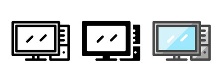 Multipurpose computer vector icon in outline, glyph, filled outline style. Three icon style variants in one pack.のイラスト素材