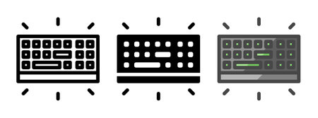 Multipurpose RGB keyboard vector icon in outline, glyph, filled outline style. Three icon style variants in one pack.のイラスト素材