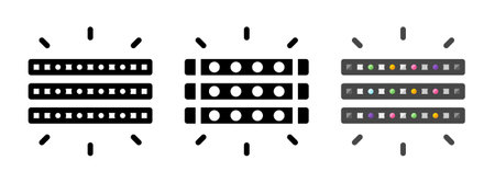 Multipurpose RGB strips vector icon in outline, glyph, filled outline style. Three icon style...