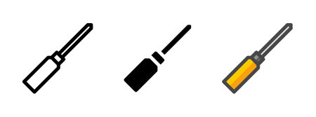 Multipurpose screwdriver vector icon in outline, glyph, filled outline style. Three icon style variants in one pack.のイラスト素材