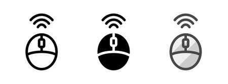 Multipurpose wireless mouse vector icon in outline, glyph, filled outline style. Three icon style variants in one pack.のイラスト素材