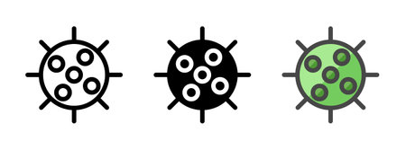 Multipurpose virus vector icon in outline, glyph, filled outline style. Three icon style variants in one pack.のイラスト素材
