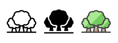 Multipurpose trees vector icon in outline, glyph, filled outline style. Three icon style variants in one pack.のイラスト素材