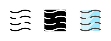 Multipurpose wind vector icon in outline, glyph, filled outline style. Three icon style variants in one pack.のイラスト素材