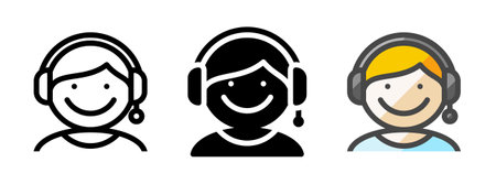 Multipurpose gamer boy vector icon in outline, glyph, filled outline style. Three icon style variants in one pack.のイラスト素材