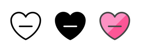Multipurpose min heart vector icon in outline, glyph, filled outline style. Three icon style variants in one pack.のイラスト素材
