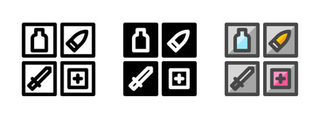 Multipurpose inventory vector icon in outline, glyph, filled outline style. Three icon style variants in one pack.のイラスト素材