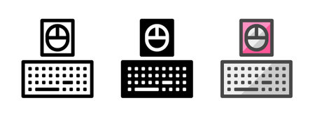 Multipurpose keyboard and mouse vector icon in outline, glyph, filled outline style. Three icon style variants in one pack.のイラスト素材