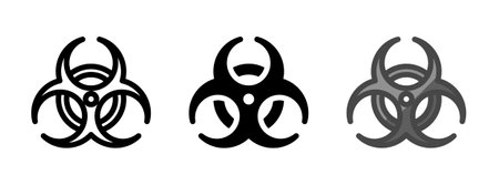 Multipurpose biohazard vector icon in outline, glyph, filled outline style. Three icon style variants in one pack.のイラスト素材