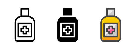 Multipurpose antiseptic vector icon in outline, glyph, filled outline style. Three icon style variants in one pack.のイラスト素材