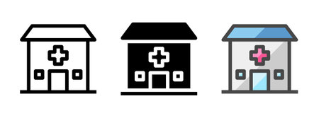 Multipurpose clinic vector icon in outline, glyph, filled outline style. Three icon style variants in one pack.のイラスト素材