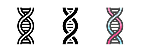 Multipurpose DNA vector icon in outline, glyph, filled outline style. Three icon style variants in one pack.のイラスト素材