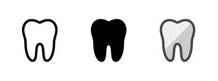 Multipurpose tooth vector icon in outline, glyph, filled outline style. Three icon style variants in one pack.のイラスト素材