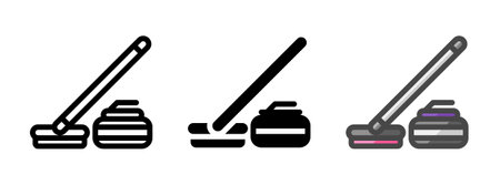 Multipurpose curling vector icon in outline, glyph, filled outline style. Three icon style variants...