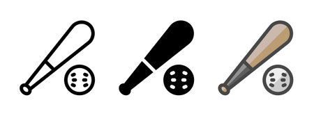 Multipurpose baseball vector icon in outline, glyph, filled outline style. Three icon style variants in one pack.のイラスト素材