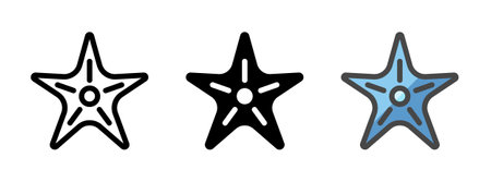 Multipurpose starfish vector icon in outline, glyph, filled outline style. Three icon style variants in one pack.のイラスト素材