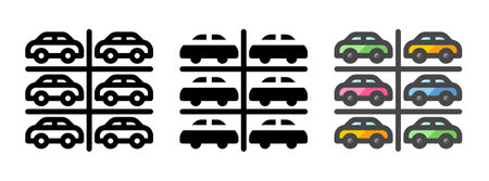 Multipurpose parking lot vector icon in outline, glyph, filled outline style. Three icon style variants in one pack.のイラスト素材