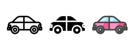 Multipurpose car vector icon in outline, glyph, filled outline style. Three icon style variants in one pack.のイラスト素材