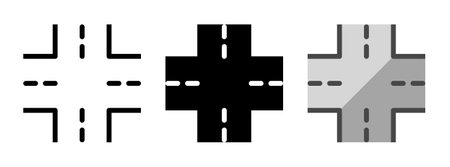 Multipurpose crossroad vector icon in outline, glyph, filled outline style. Three icon style variants in one pack.のイラスト素材