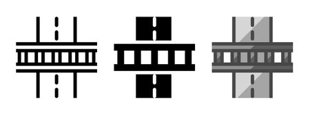 Multipurpose railroad crossing vector icon in outline, glyph, filled outline style. Three icon style variants in one pack.のイラスト素材