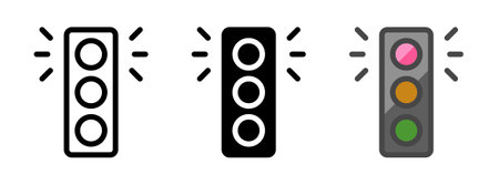 Multipurpose red light vector icon in outline, glyph, filled outline style. Three icon style variants in one pack.のイラスト素材