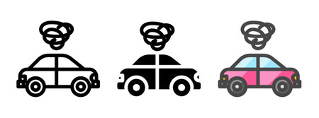 Multipurpose road rage vector icon in outline, glyph, filled outline style. Three icon style...