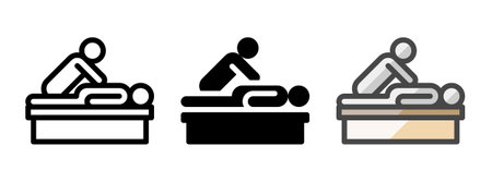 Multipurpose massage vector icon in outline, glyph, filled outline style. Three icon style variants in one pack.のイラスト素材
