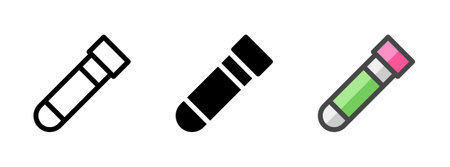 Multipurpose test tube vector icon in outline, glyph, filled outline style. Three icon style variants in one pack.のイラスト素材