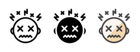 Multipurpose headache vector icon in outline, glyph, filled outline style. Three icon style variants in one pack.のイラスト素材