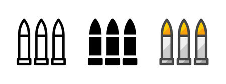 Multipurpose bullets vector icon in outline, glyph, filled outline style. Three icon style variants in one pack.のイラスト素材