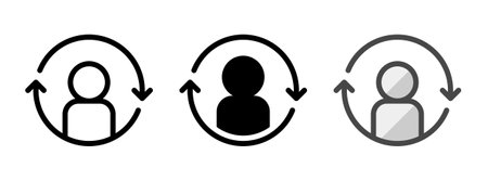 Multipurpose respawn vector icon in outline, glyph, filled outline style. Three icon style variants in one pack.のイラスト素材