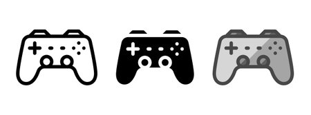 Multipurpose analog gamepad vector icon in outline, glyph, filled outline style. Three icon style variants in one pack.のイラスト素材