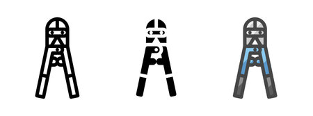 Multipurpose bolt cutter vector icon in outline, glyph, filled outline style. Three icon style variants in one pack.のイラスト素材