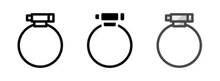 Multipurpose hose clamp vector icon in outline, glyph, filled outline style. Three icon style variants in one pack.のイラスト素材