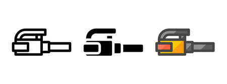Multipurpose leaf blower vector icon in outline, glyph, filled outline style. Three icon style variants in one pack.のイラスト素材