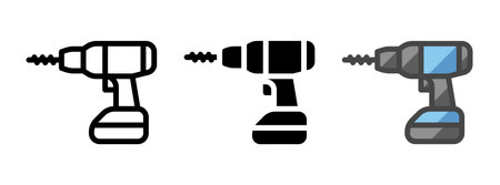 Multipurpose drill vector icon in outline, glyph, filled outline style. Three icon style variants in one pack.のイラスト素材