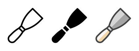 Multipurpose scraper vector icon in outline, glyph, filled outline style. Three icon style variants in one pack.のイラスト素材